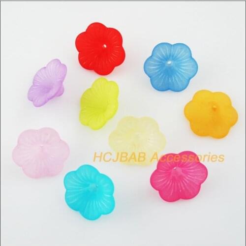 20Pcs Mixed Acrylic Plastic Glory Flower Spacer Beads End Caps Charms 19mm