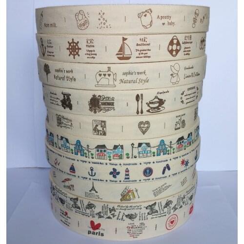 5yards mixed cotton ribbons 1" 25mm cotton grosgrain ribbon for DIY craft Material cartoon Decorative materials