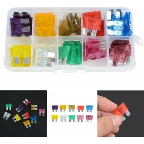50 pcs / box Profile Small Size Blade Car Fuse Assortment Set for Auto Car Truck Fuse Insurance Film Set