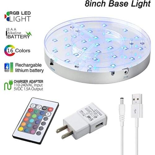 8inch LED Light Base Glass flower vase lamps Battery operated wedding table flowers centerpiece for party decoration with remote