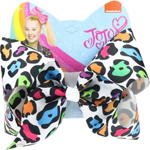 8" JoJo Siwa Bows Leopard Hairgrips Grosgrain Ribbon Bow-knot Hairpin Kids Fashion Hair Clip Party Hair Accessories for Girls