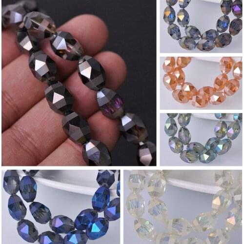 9x13mm Oval Faceted Matte Crystal Glass Loose Craft Beads Jewelry Findings