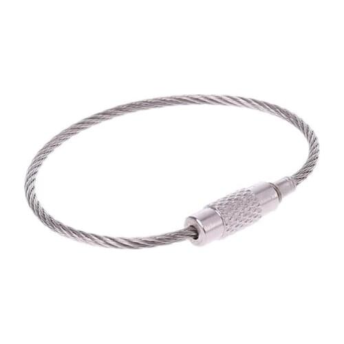 Stainless Steel Wire Keychain Cable Key Ring Chain Outdoor Luggage Tag Loop Rope X3UA