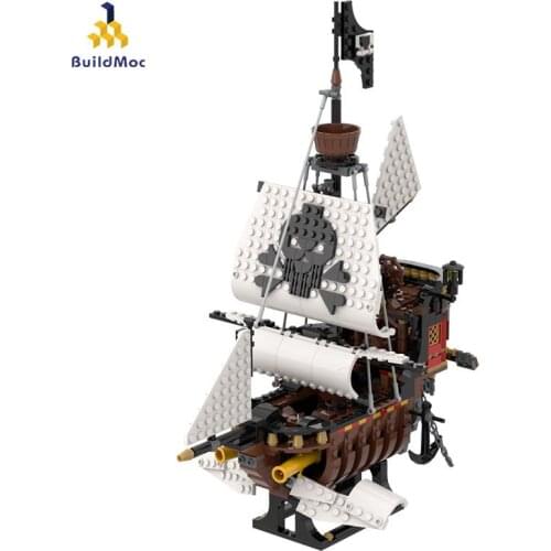 Buildmoc 662 Pcs Sky Pirate Skull Ship Moc Latest Series Modular Large Sloop Toy Adventure Building Block Model Gift