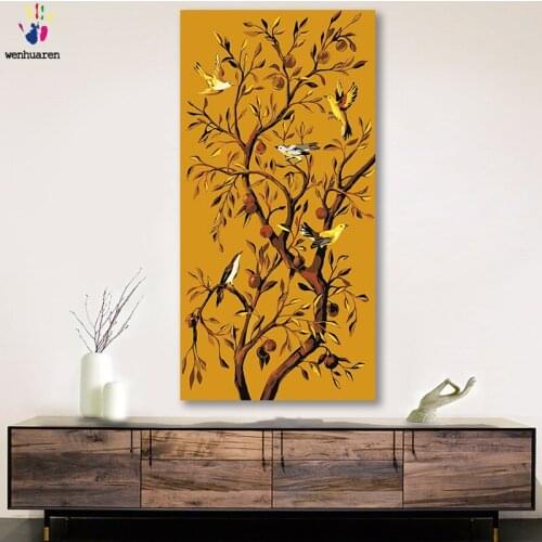 DIY colorings pictures by numbers with colors Flower and bird fruit tree picture drawing painting by numbers framed Home