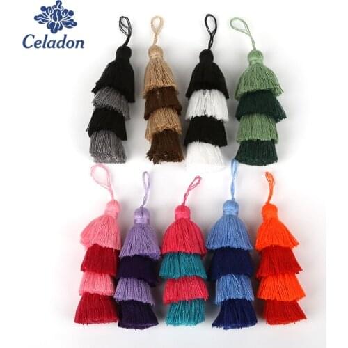 Double color Cotton 8cm(Tassel)+2cm(Rope) Tassel Charm Pendant for Necklace Key Chain Bag Clothing DIY Jewelry Findings & Craft