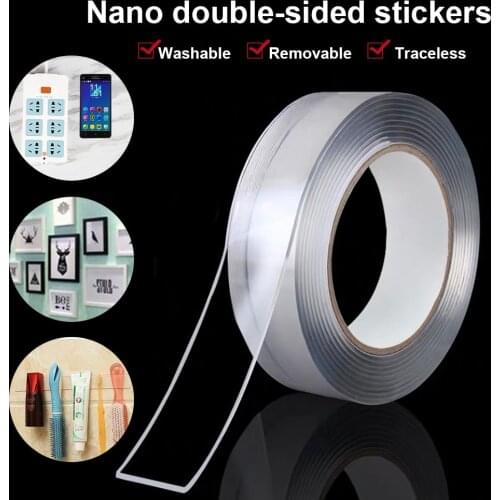Tape Nano Double Sided Mounting Tape Transparent NoTrace Reusable Waterproof Adhesive Tape Cleanable Home Gekkotape 1-5M