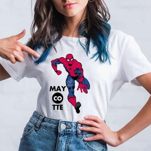 Marvel Avengers Spiderman T-shirt Summer 2021 Women Tops Unisex Oversized T Shirts Casual Couples Aesthetic Clothes Streetwear
