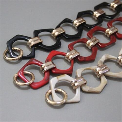 HJKL Color acrylic resin chain collision color retro handmade detachable thick chain bag decorative chain fashion bag strap