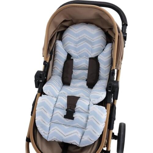 Jaju Baby Handmade, Double Sided , Blue Color Zigzag Fabric Baby Stroller Cushion