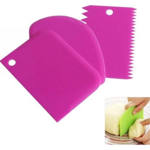 Baking Pastry Tools 3Pcs Plastic Dough Icing Fondant Scraper Cake Decorating Plain Smooth Jagged Edge Spatulas Cutters cake tool