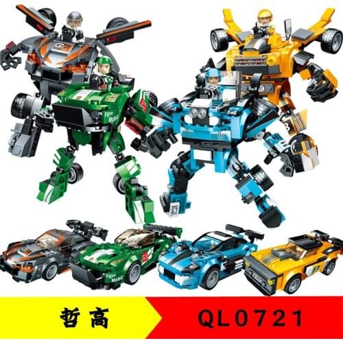 901Pcs QL0721 Building Blocks Racing Warrior Two Change Mech Technology Series Childrens Educational Assembling Toys Gifts