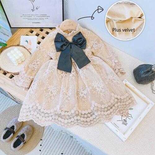 Lace Girls Dress 2020 Winter Geometric Pattern Dress Long Sleeve Girls Clothes Chiffon Winter Tutu Dress Sweater Knitwear