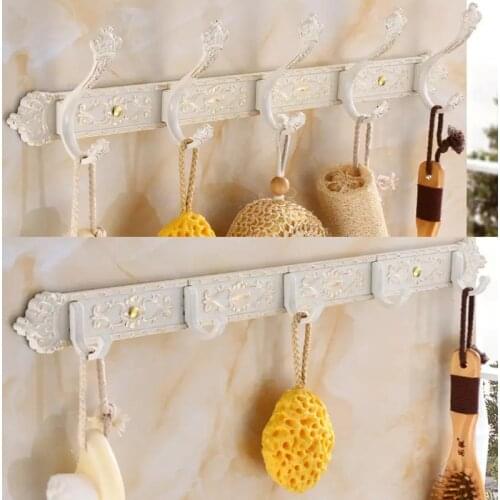 Bathroom Hooks Aluminium Ivory white Robe Hook Metal Rack Key Towel Coat Hooks Modern Wall Hangers Clothes Door Hanger Hook