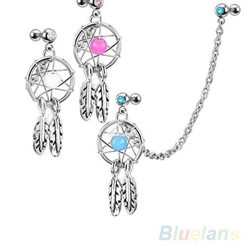 HOT SALES！！！New Arrival Dream Catcher Star Helix Tragus Cuff Ear Piercing Cartilage Stud Dangle Earring Wholesale Dropshipping