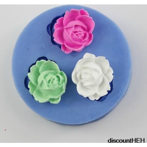 Tiny Small Size 3D Rose Flowers Fondant Cake Cookie Chocolate Soap Mold Cutter Modelling Tools Random Color 4.8*4.8cm