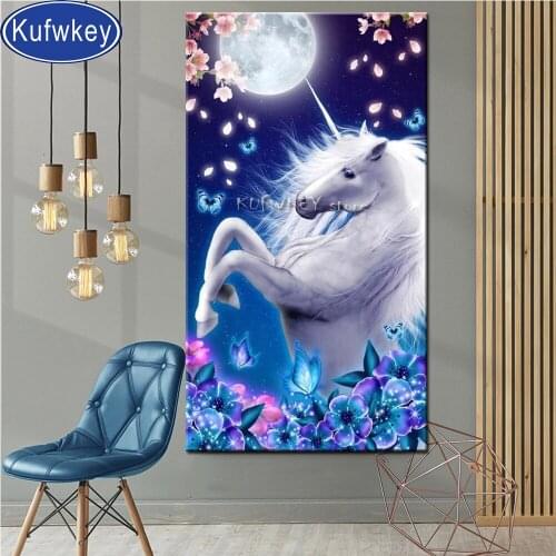 Moon unicorn flower 5d diy diamond painting new complete square/round diamond embroidery cross stitch animal wall Painting