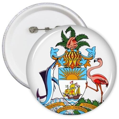 Nassau Bahamas National Emblem Round Pins Badge Button Clothing Decoration 5pcs Gift
