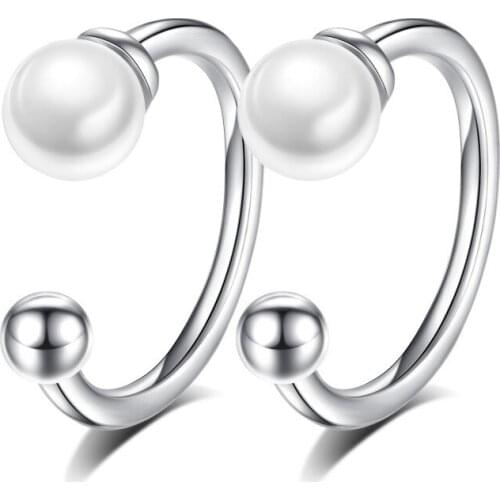 New Fashion 925 Sterling Silver pearl Ladies`clip Earrings Women Jewelry Wholesale Girl Female Drop Shipping Cheap