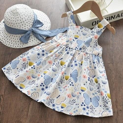 Girl Princess Dress Summer Girls Dress Butterfly Print Sweet Children Party Butterfly Costume Girls Clothes Beach Casual Dress