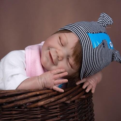 20 inch 50cm Bebe Reborn Doll Rooted Fiber Hair Cloth Body Realistic Reborn Babies Girl Toys For Childrens Day Birthday