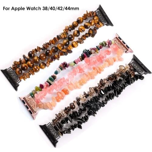 Luxury Bracelet for Apple Watch Band 40mm/38mm Women Girl Cute Handmade Fashion Elastic Beaded Straps for iWatch 5 42mm 44mm