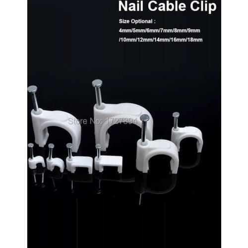 4mm Steel Nail Circle Clip for Fix Telephoneline White Plastic Circle Path Circle cable clips Wall Insert Cord Clamp 500pcs/lot