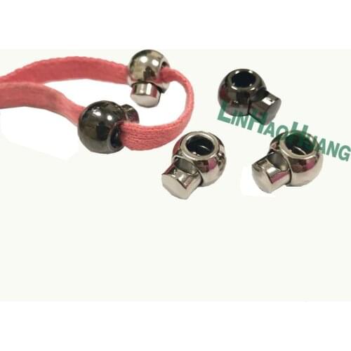 30pcs/lot round metal alloy stoppers toggle 5mm cord locks Drawstring lock one hole black/nickle color shock cord STP-014