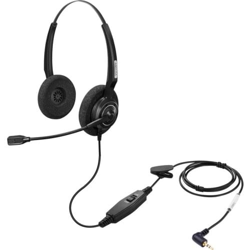 Wantek Arama Cordless Phone Headphones,2.5MM Telephone Headset with Noise Cancelling Boom Mic for Panasonic Dect Phones-Binaural