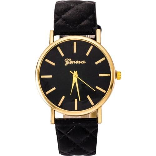 Gnova Platinum Women Watch Fashion Bag Pattern PU Leather wristwatch Golden Dial Geneva Style girl gift