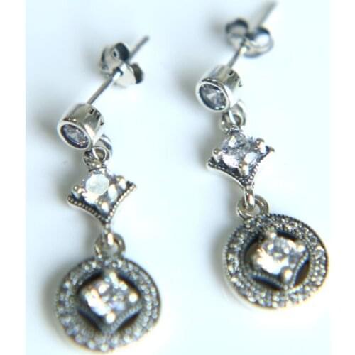 Fashion AAA cubic zirconia 925 sterling silver three charms wedding jewelry vantage women style dangle cz earring