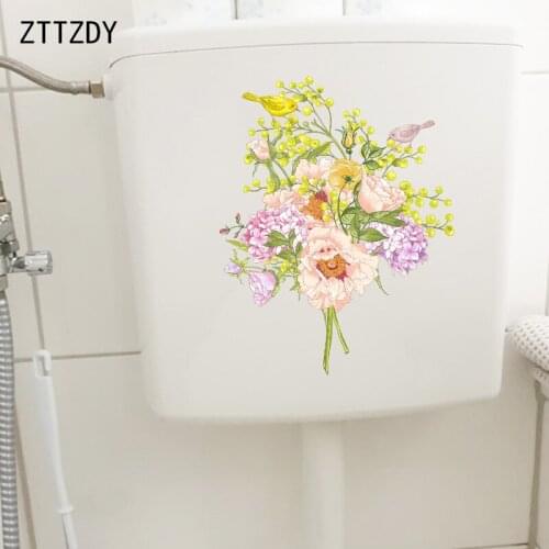 ZTTZDY 18.6×23.8CM Fresh Bouquet Home Bedroom Wall Decoration Personality Toilet WC Stickers T2-1420