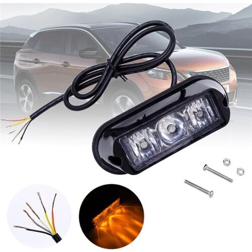1pc Grid Lights Roof Light Side Marker Flash Strobe 3 LED Emergency Signal Lamp for Lorry Trailer Bus Recovery Truck Car Lights