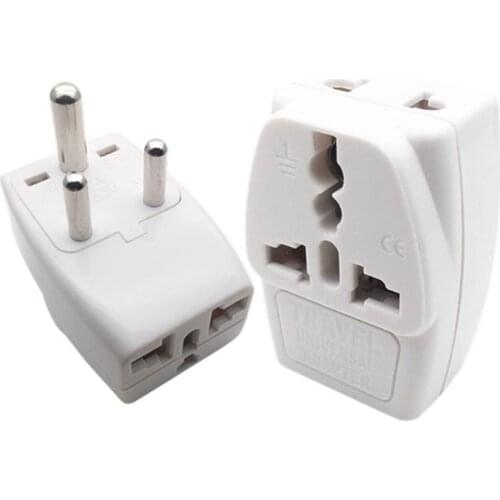 10pcs/Lot 1to3 Small South Africa ZA India IN Adapter Universal Converter Travel Power Plug 3 Pins Round AC Adaptor