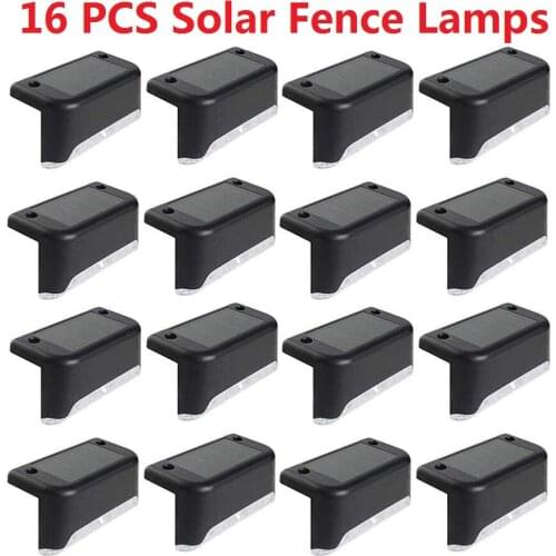 16 PCS Solar Step Lights Garden Outdoor Waterproof Solar Powered LED Garden Decoration Lamp For Backyard Stairs Path Fence Patio