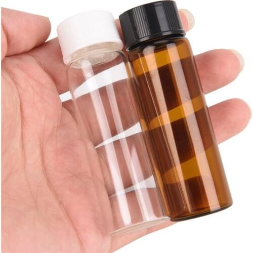 2pcs Small Amber Essential Oil Bottle With Plastic Lid 15ml Glass Bottle Mini Brown Glass Vials Container