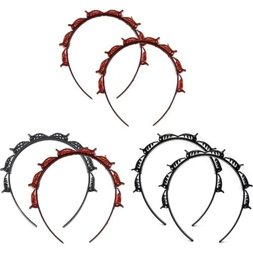 2PCS Women Double Bangs Hairstyle Hairpin Resin Twist Plait Hairband Headband Hair Hoop Band with Clips for Birthday Gift