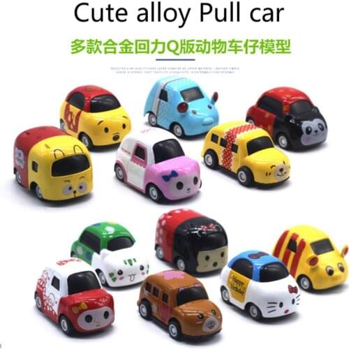 6pcs/package alloy Cartoon Toys Cute animal Back Car for Child Wheels Mini Car Model Funny Kids for Boys Girls