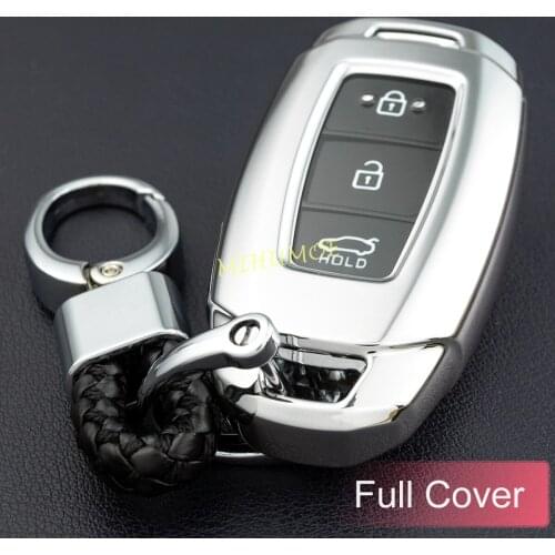 Smart Car Key Fob Cover Chain Ring For Hyundai Santa Fe Elantra GT Palisade i30