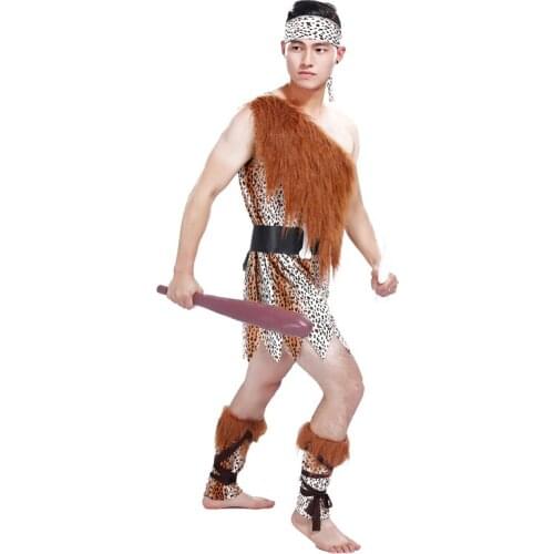 Free shipping Halloween costume cosplay costume adult male Indian leopard African primitive savage Cosplay costume