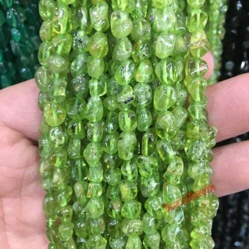 Free Shipping 6-8mm Irregular Olive Green Quartz loose Beads Natural Shaped Stone Beads For Jewelry Making 15