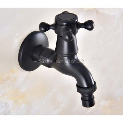 Black Oil Rubbed Brass Cross Handle Laundry Sink Cold Water Tap and Washing Machine Faucet /Garden Water Taps Lav340