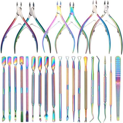 1pcs Double-ended Stainless Steel Cuticle Pusher Dead Skin Push Remover For Pedicure Manicure Nail Art Cleaner Care Tool