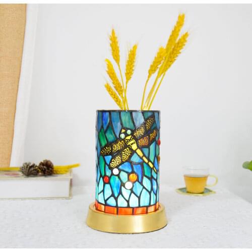 8-inch American Rural classic sunflower bar dining room bedroom bedside table lamp Tiffany color glass alloy lamp