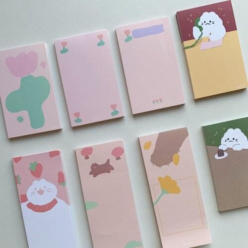 Ins sweet tulip gray cat notepad cute cat notepad hand account material decorative memo