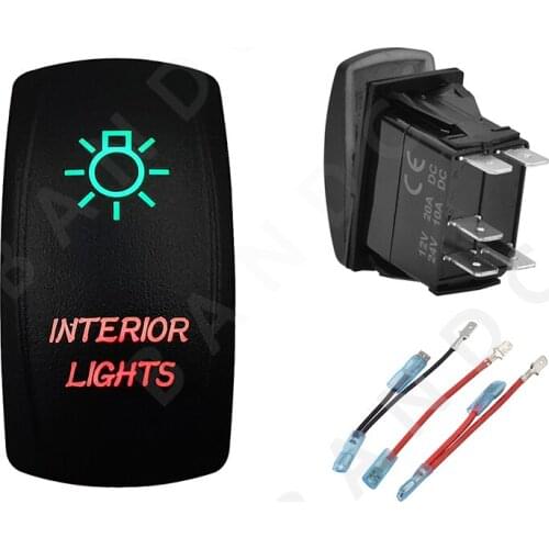 INTERIOR LIGHTS Rocker Switch Green&Red Led Lamp Laser Etched 5P ON-OFF SPST Switch for the ARB/Carling/NARVA ,Camping Car，Wires