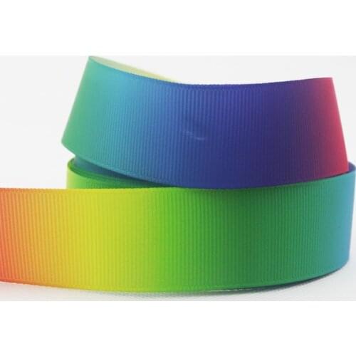 [IuBuFiGo] 1"(25mm) Tie Dying Ribbon Printed Grosgrain Fading Gradient Ribbons Colorful DIY Gift Packing Tape 10yard/lot