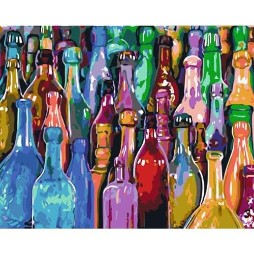 Painting By Numbers DIY Dropshipping 50x65 40x50cm Painted colored bottles Still life Canvas Wedding Decoration Art picture Gift