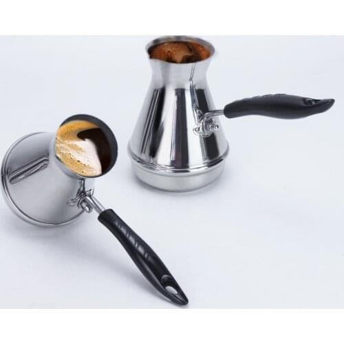 Stainless steel coffee pot, European style, long handle, mocha pot, fancy milk tea, milk cup coffee utensils