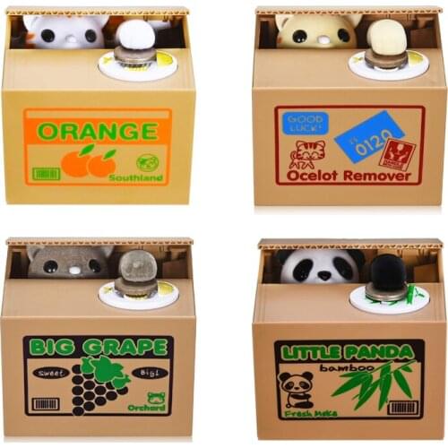 Cat Panda Stealing Money Bank Boxes Automatic Coin Piggy Bank Money Saving Box Coins Storage Box Children Kids Creative Gifts
